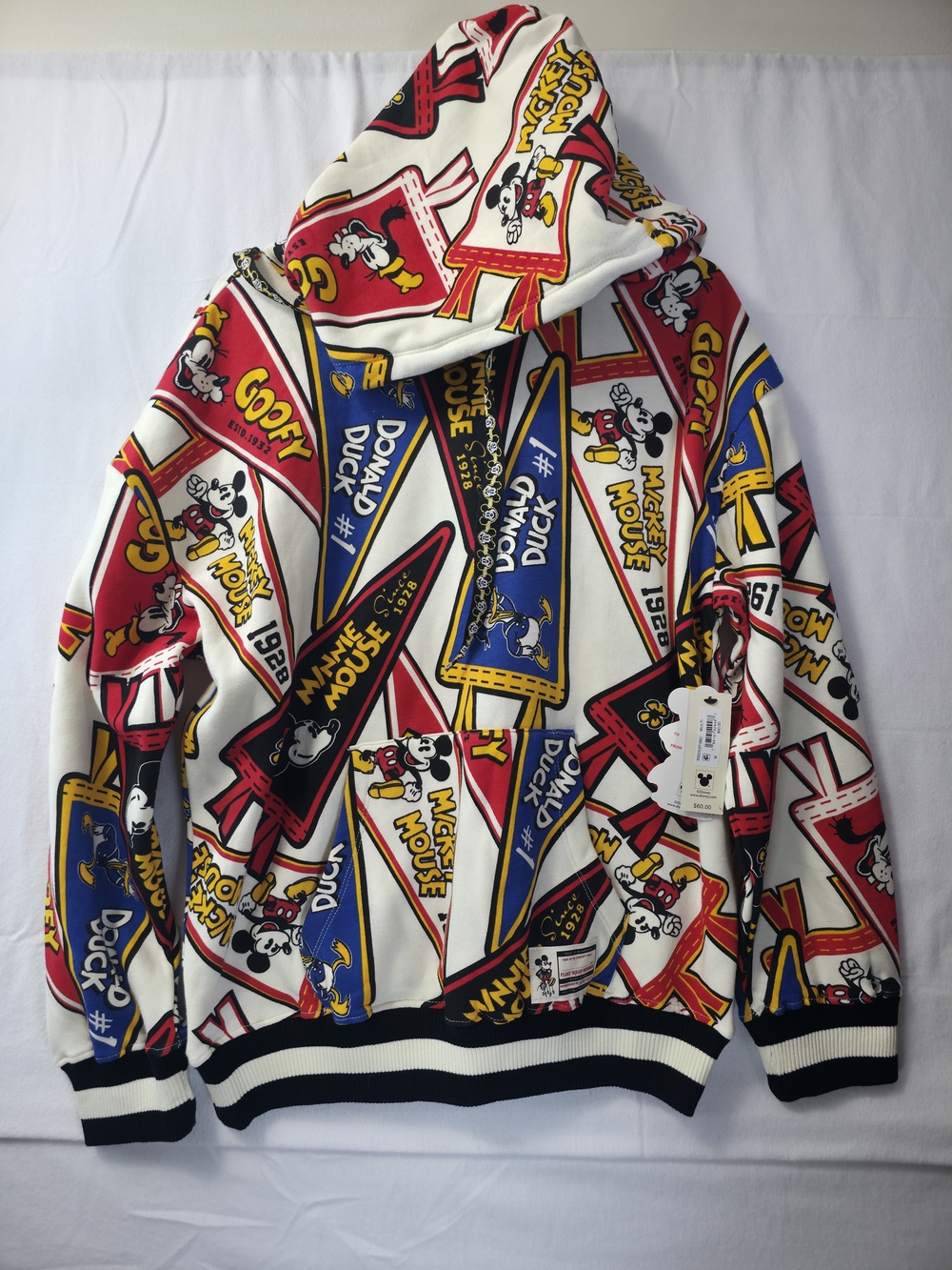 Men's White Disney Character Print Hoodie Sweater